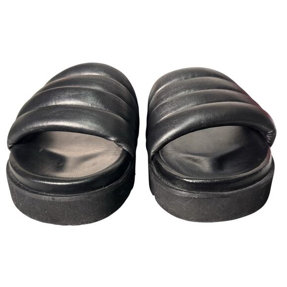 Seychelles Womens Sz 10 Vibe Check Leather Slip On Black Platform Puffer Sandals - Picture 4 of 10